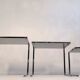 Set of 3 vintage nesting tables in chrome and smoked glass, Roche Bobois style.