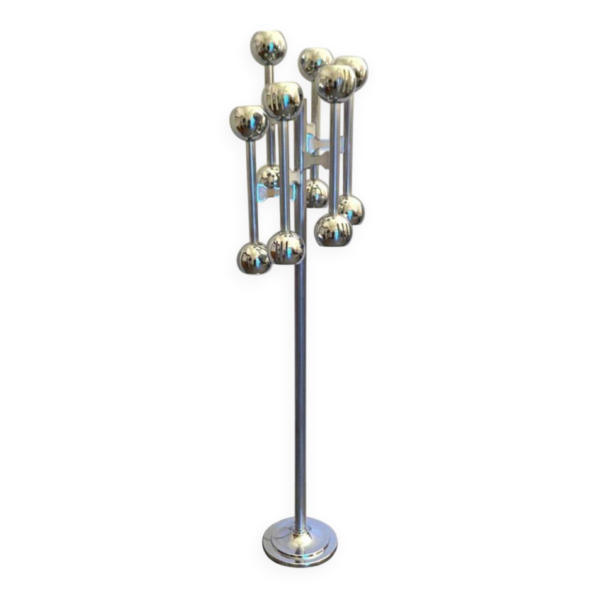 Lampadaire Space Age chromé, Italie 1970