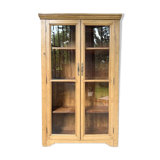 Glass cabinet or display case in pine 1950