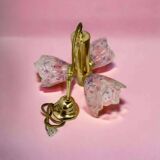 VINTAGE SPUTNIK BRASS CHANDELIER WITH PINK SHADES