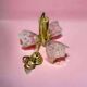 VINTAGE SPUTNIK BRASS CHANDELIER WITH PINK SHADES