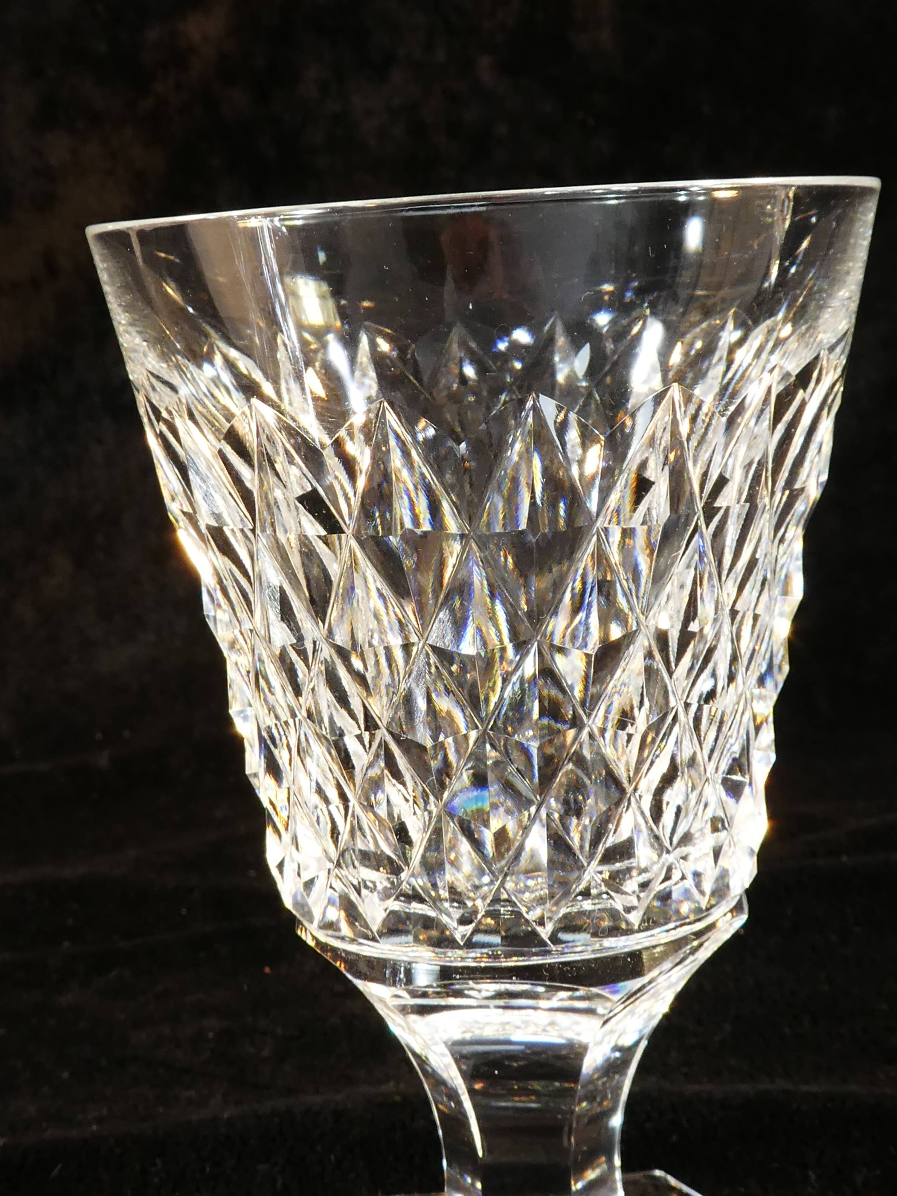 9 water glasses in crystal cut with diamond tip cristallerie de lorraine