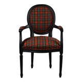 Medallion Chair with Tartan Fabric, Early XXth century