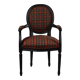 Medallion Chair with Tartan Fabric, Early XXth century
