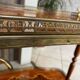 3-wheel serving trolley with 2 shelves, vintage bar marquetry on wheels, 50s