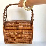 Vintage wicker basket handbag