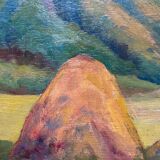 Oil painting on wood panel dated 1936