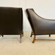 Fauteuils en cuir et palissandre de Fredrik Kayser des années 50 – cuir marron