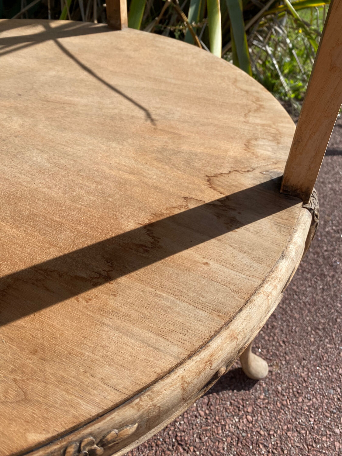 Antique chippendale style sandblasted wood coffee table