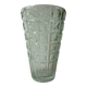 Transparent glass vase with art deco geometric patterns
