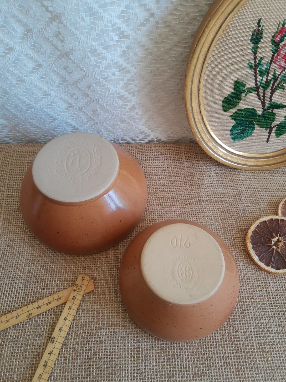 Set of two bowls sandstone pots Digoin France