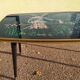 Table basse pieds compas formica verre paysage moulin breton - vintage 1960