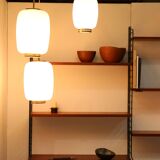 Two large glass Bent Karlby hanging lamps model Kina, Denmark 1960's