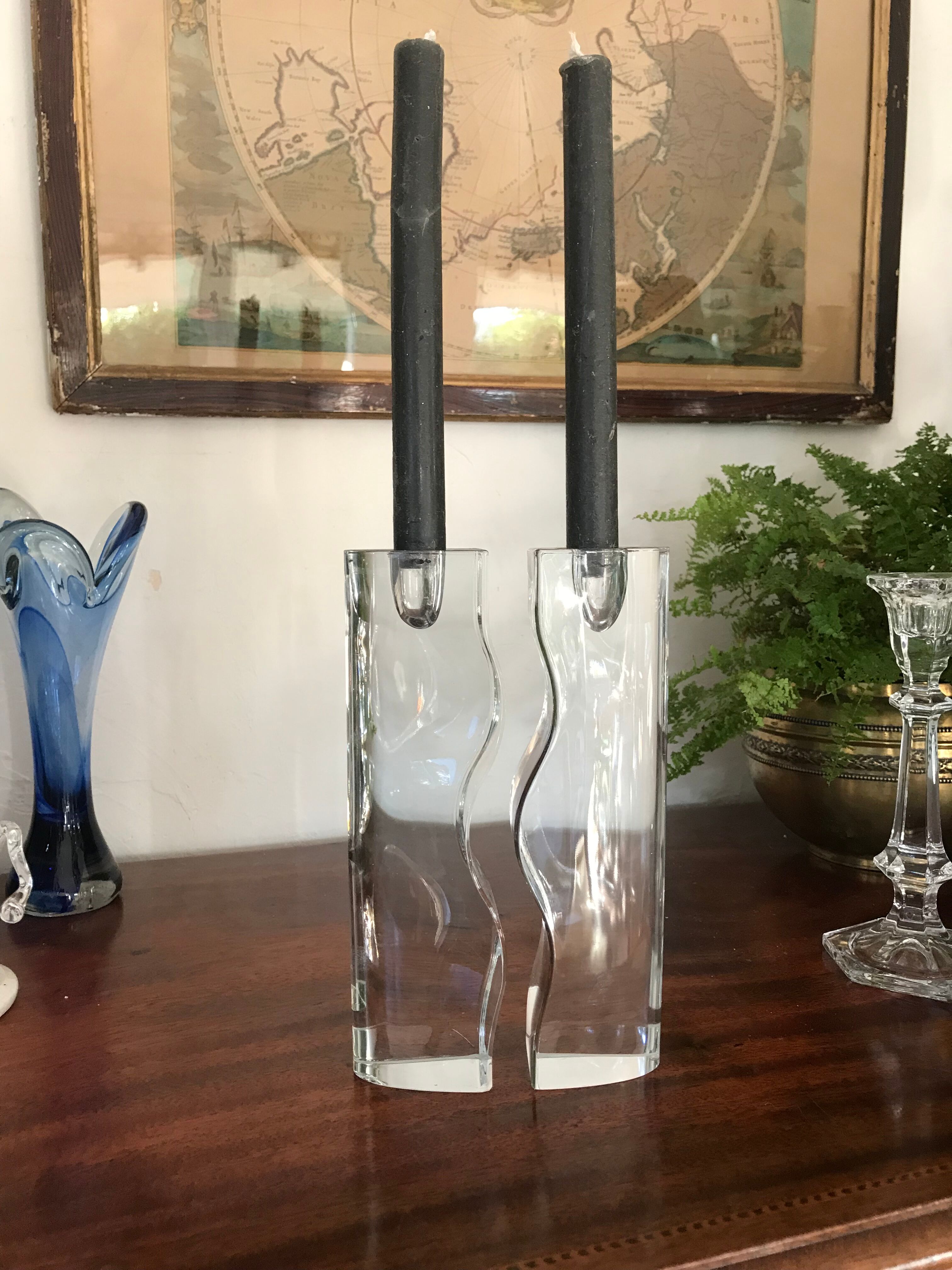 Vintage Scandinavian candle holders pair