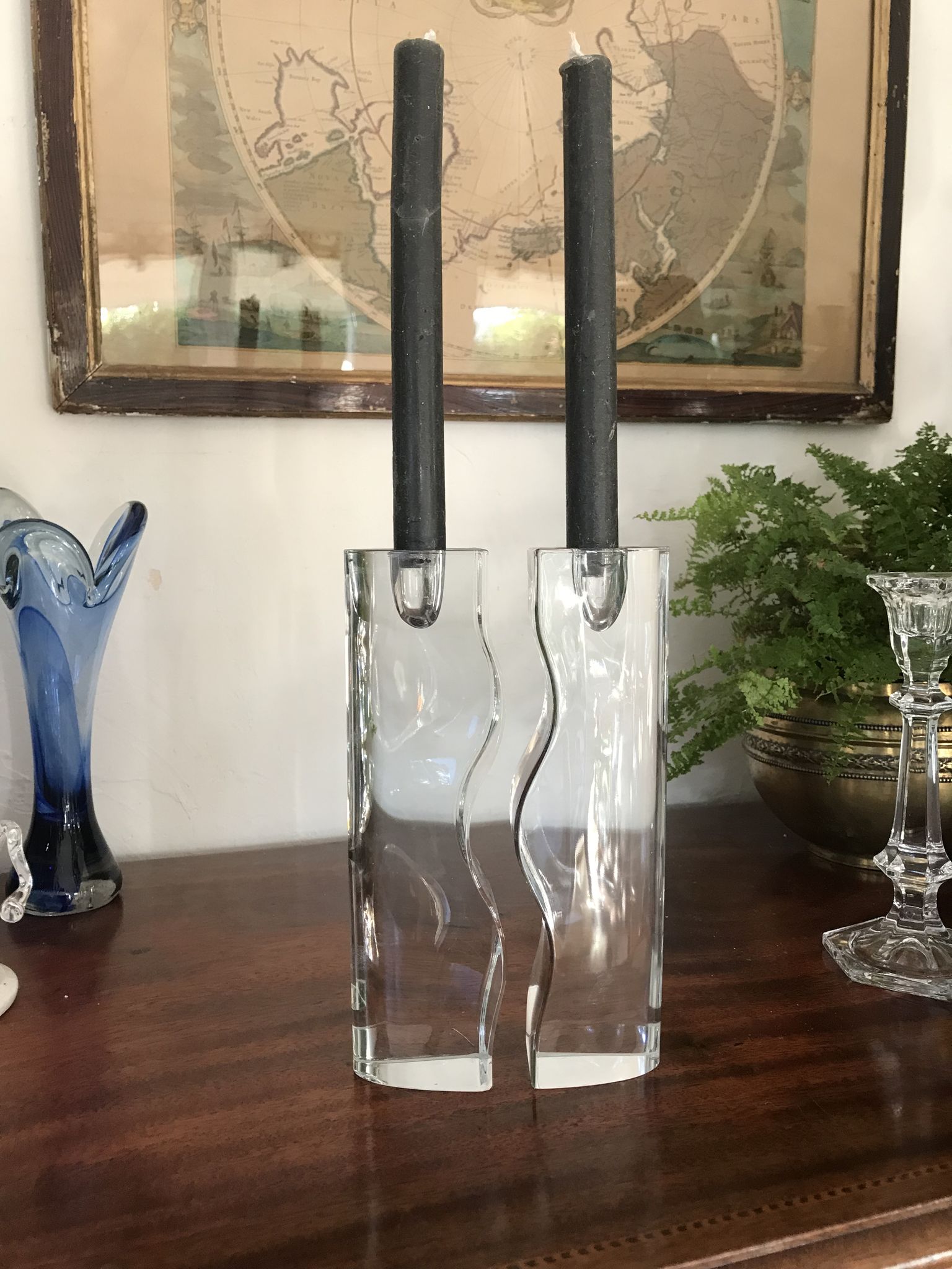 Paire de bougeoirs scandinaves vintage