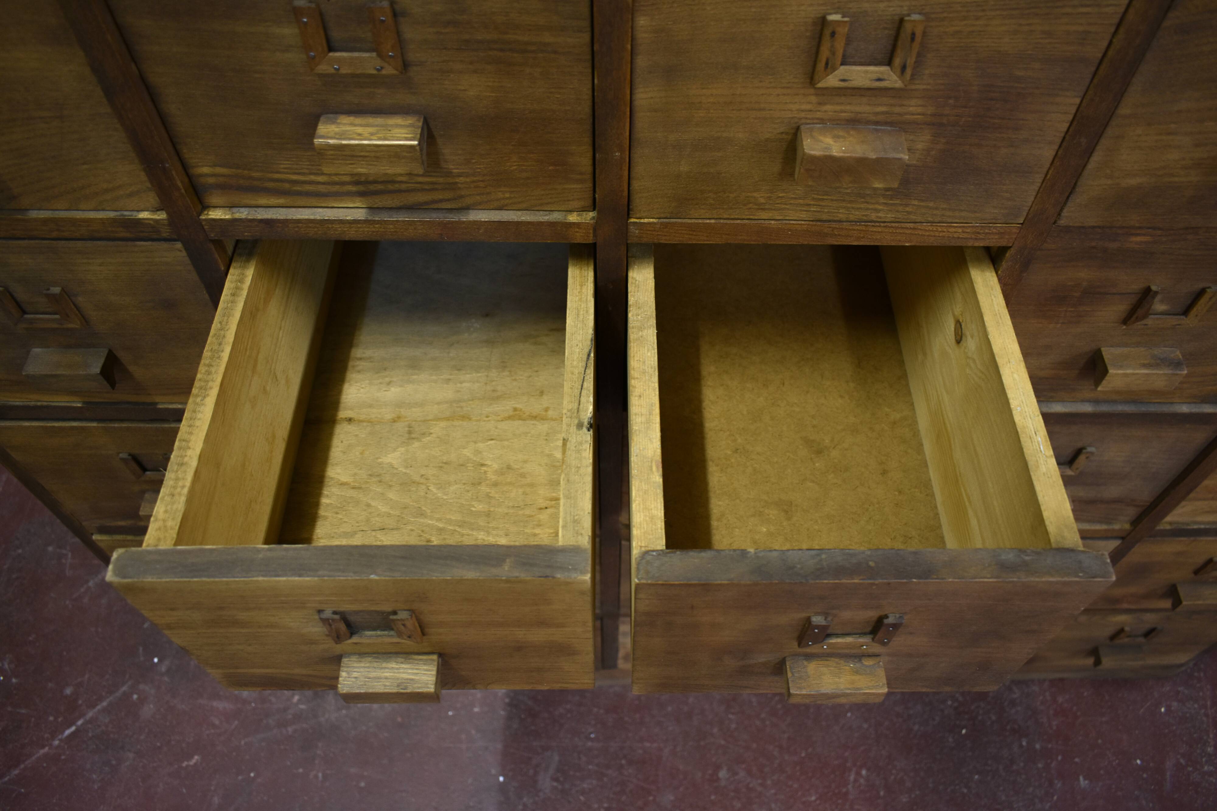 Mid century wooden apothecary drawers, 1940s, 50s