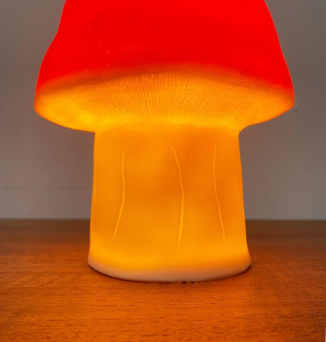 Postmodern plastic mushroom table lamp by Heico.