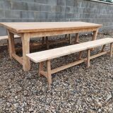 Oak farmhouse table with benches