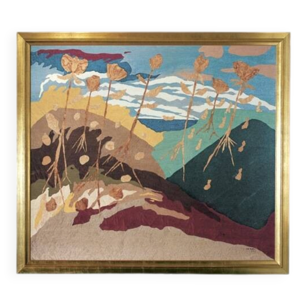 Tête de lit bois marqueterie art déco
