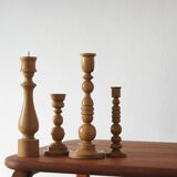 Scandinavian Wooden Candleholders, Set of 4