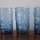 5 glasses blue decorations vintage fruits