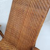 Chaise longue ancienne en rotin  tressé 1900