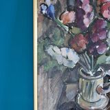 Huile sur toile originale suédoise du milieu du siècle "Vase" par I Franke (1913-1999) - Encadrée