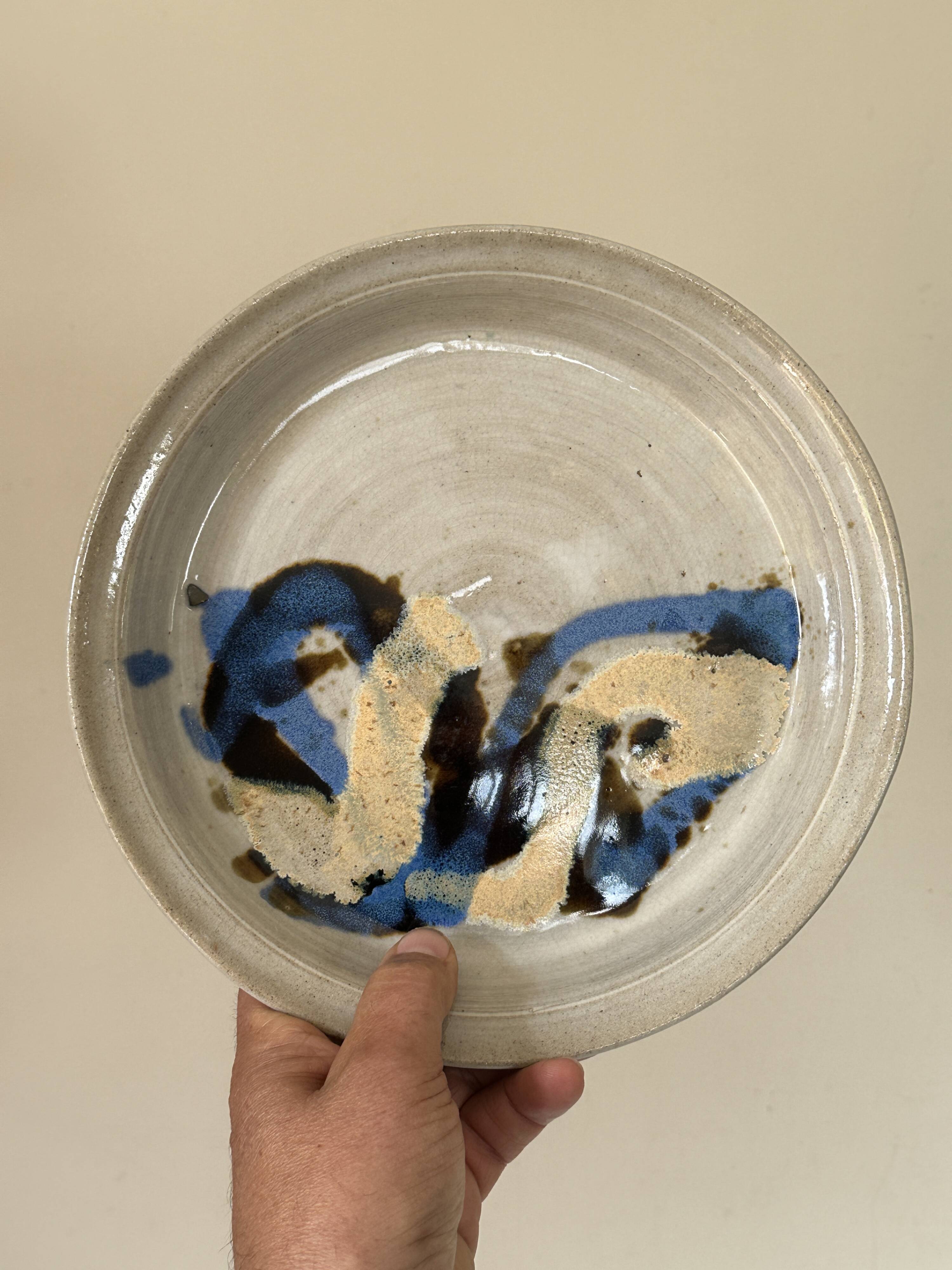 Ceramic plate signed vintage 70s