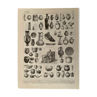 Lithograph engraving on pottery from 1897