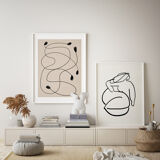 Pair of prints, abstract wall art set of two, 50x70cm