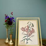 Antique gilt metal frame with flower engraving