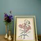 Antique gilt metal frame with flower engraving