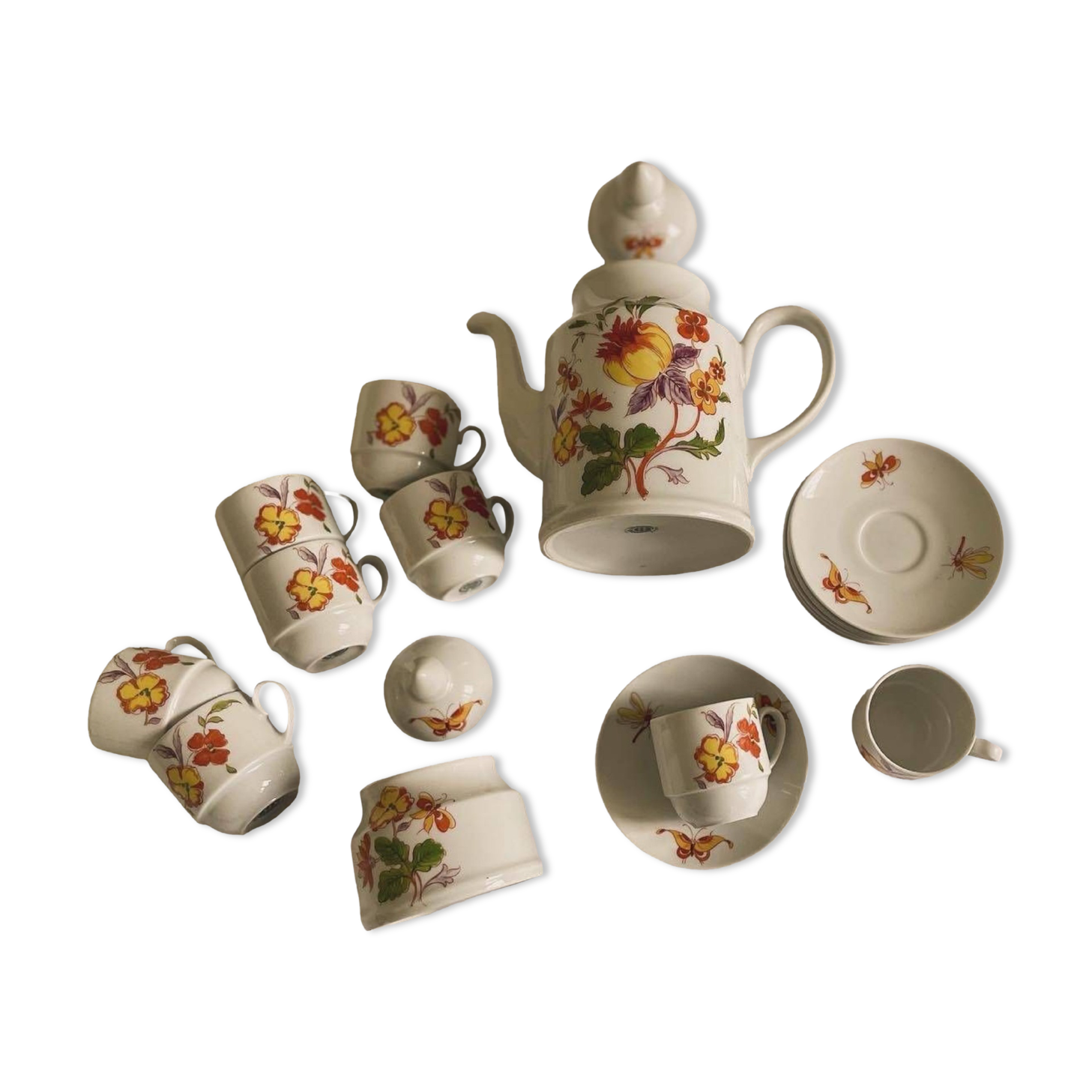 ANCAP porcelain coffee service with coffee maker and porcelain sugar bowl