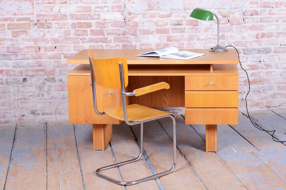 Mid-Century Ash Writing Desk, Czechoslovakia, 1960s