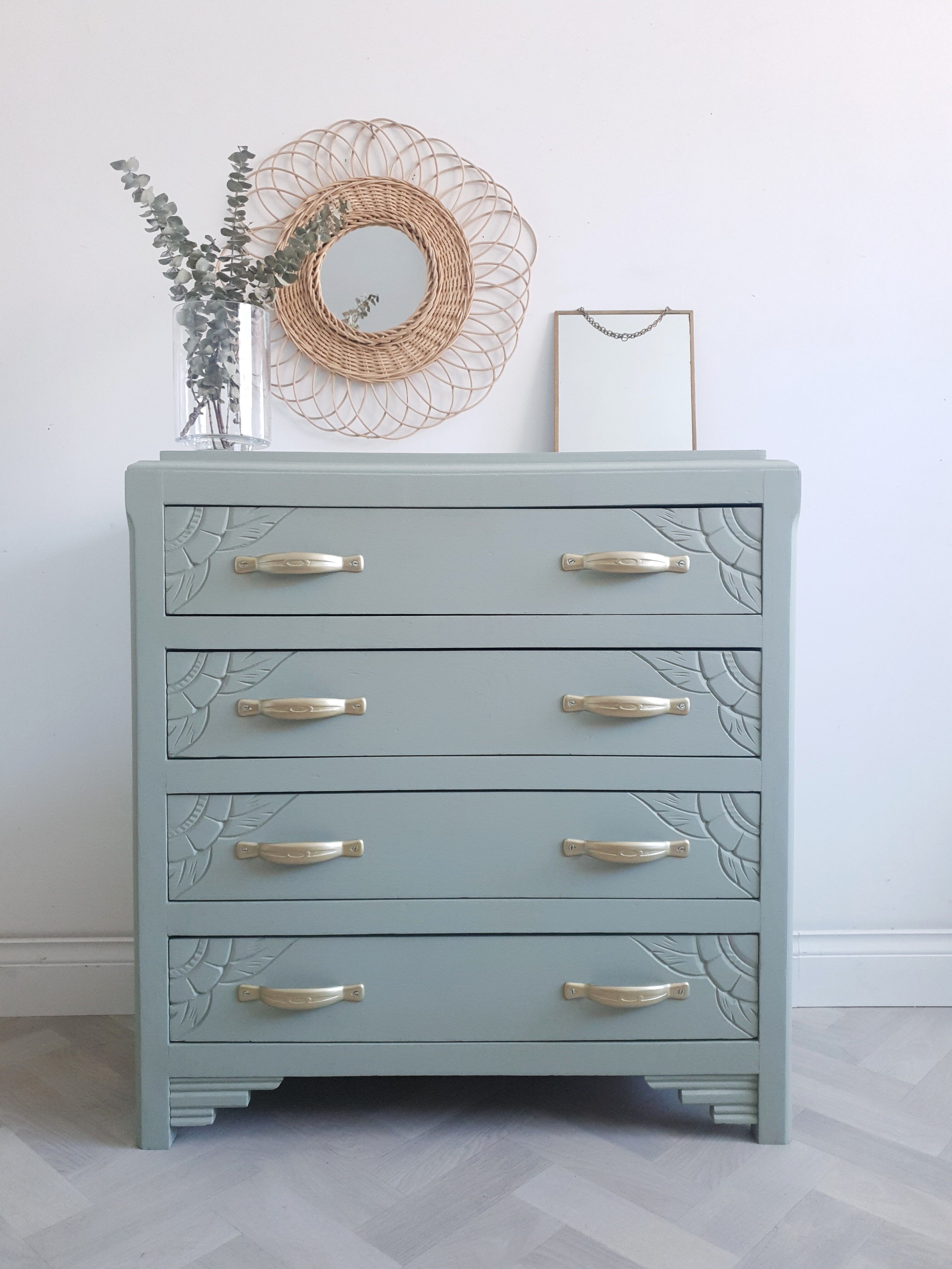 Green art deco dresser