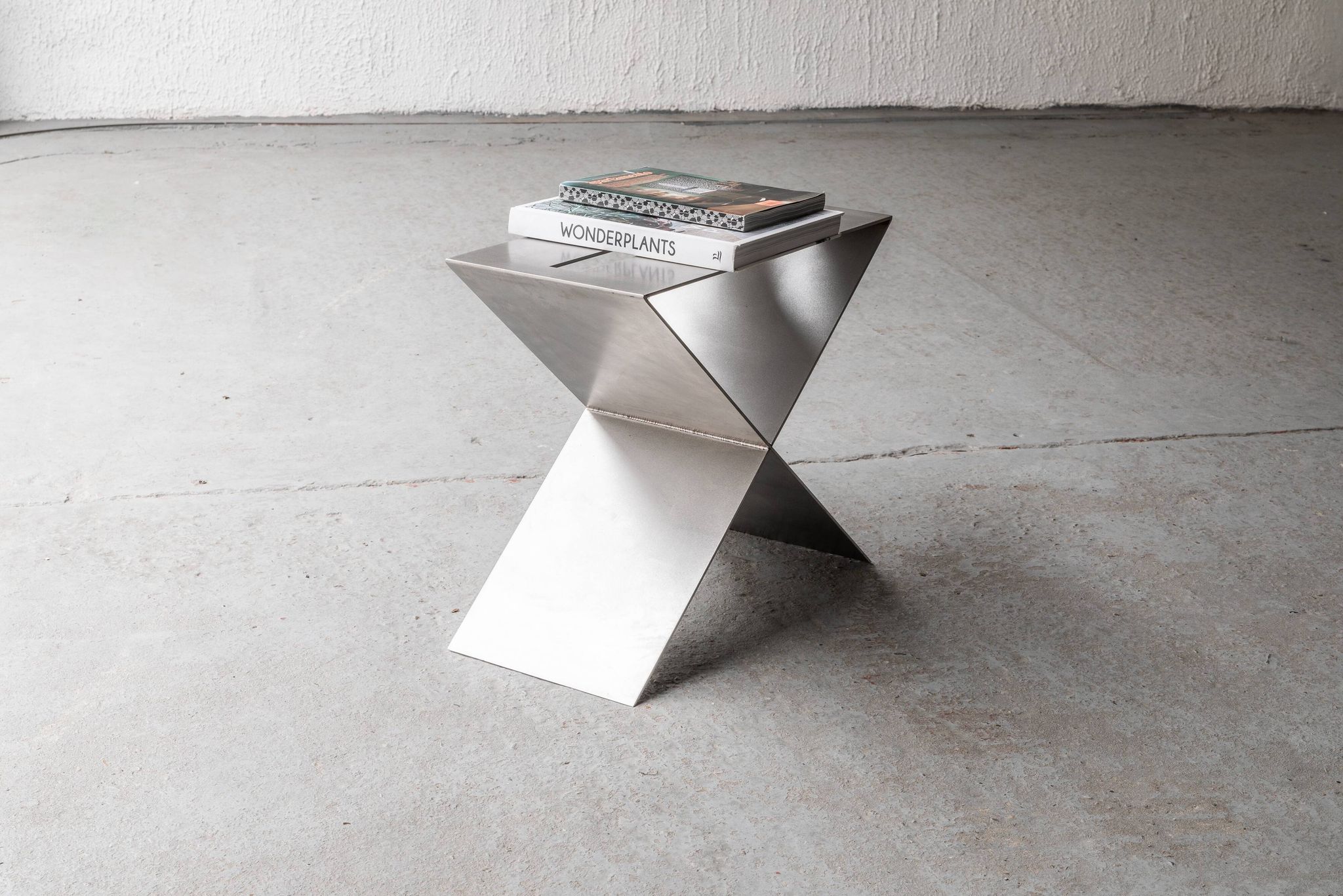 Contemporary stainless steel side table by Lena Coupez, Belgium, 2024