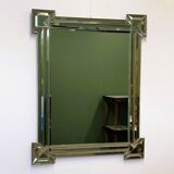 Large luxurious rectangular fully bevelled mirror with brass frame, Italy, 1980s