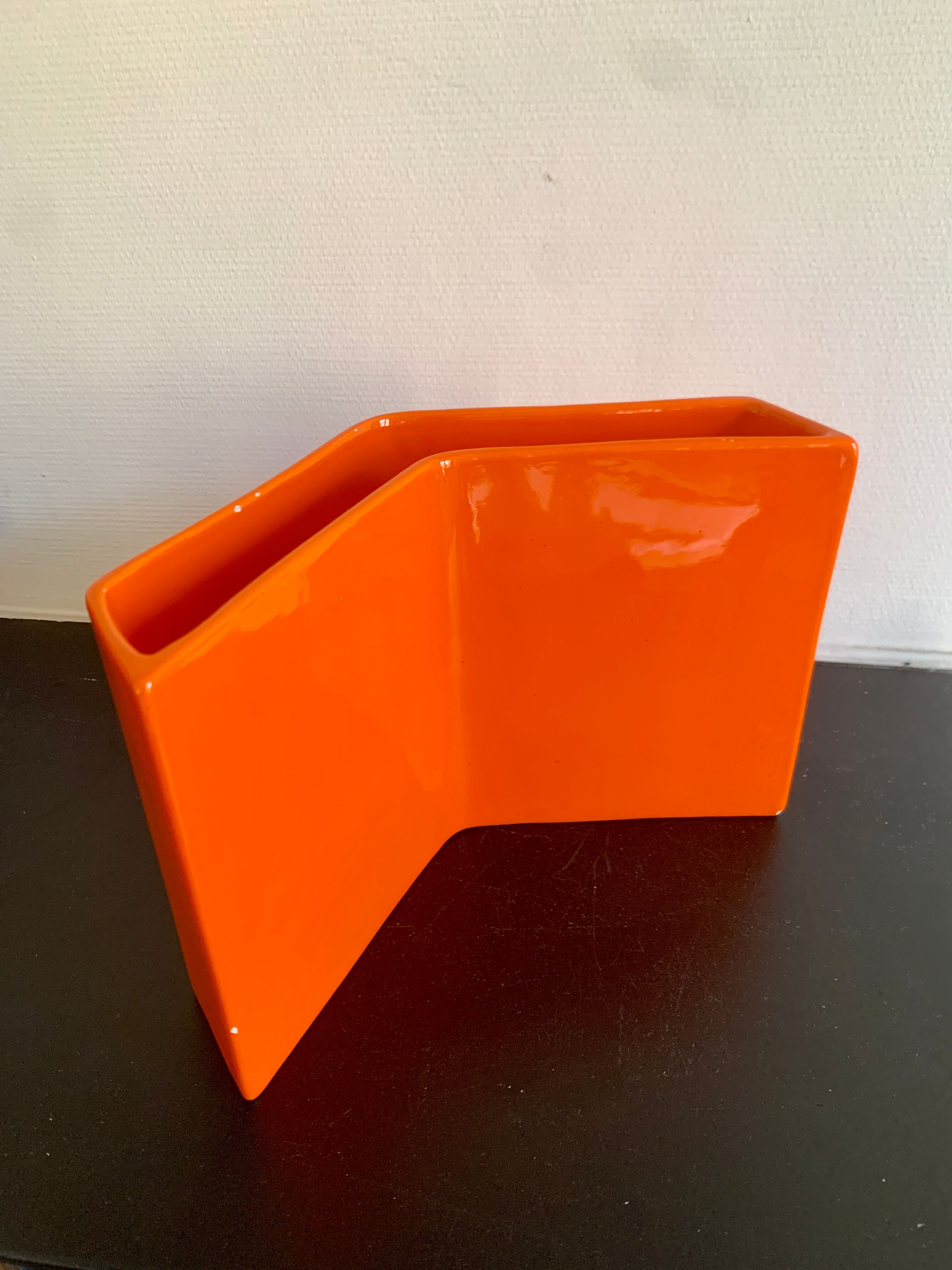 Enamelled ceramic vase design by Gabbianelli, Italy 1970's