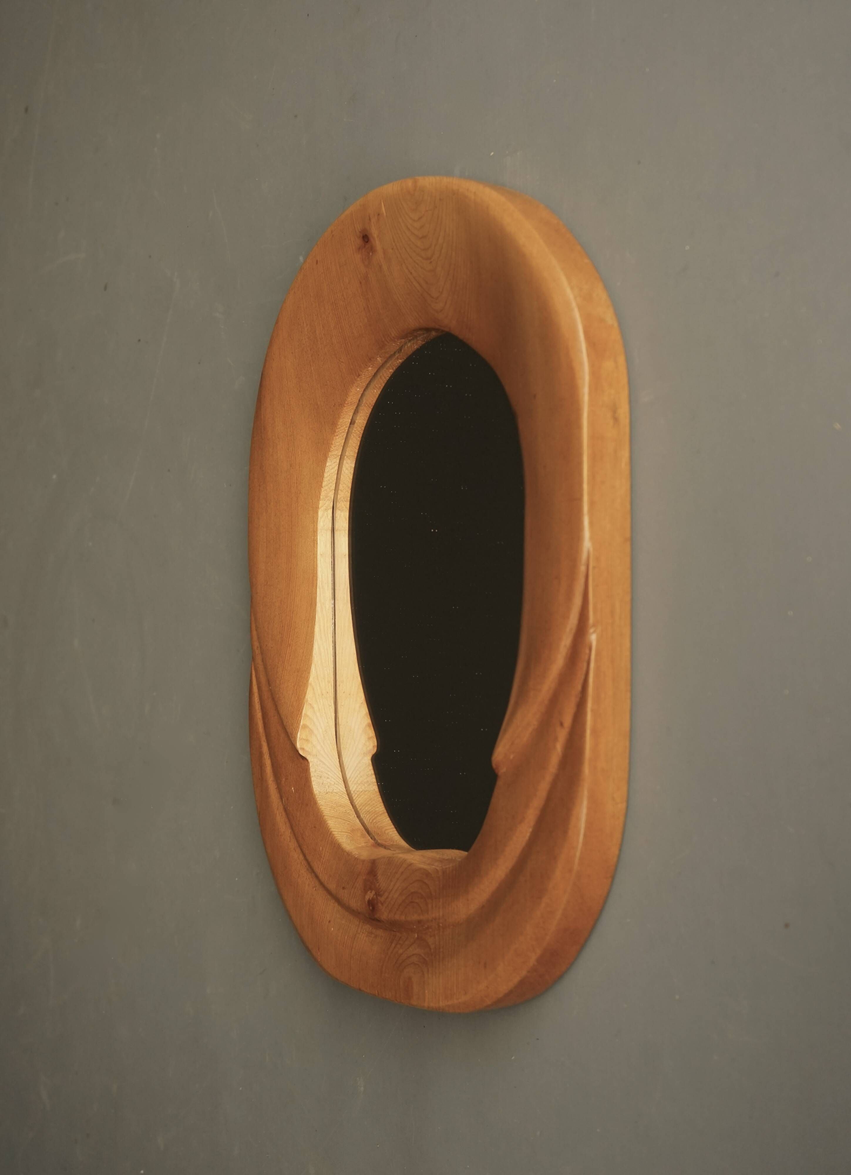 Mid-Century Anthroposophical Pine Wall Mirror, 1970s