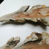 Set of 3 old 18th century ornaments in polychrome carved wood