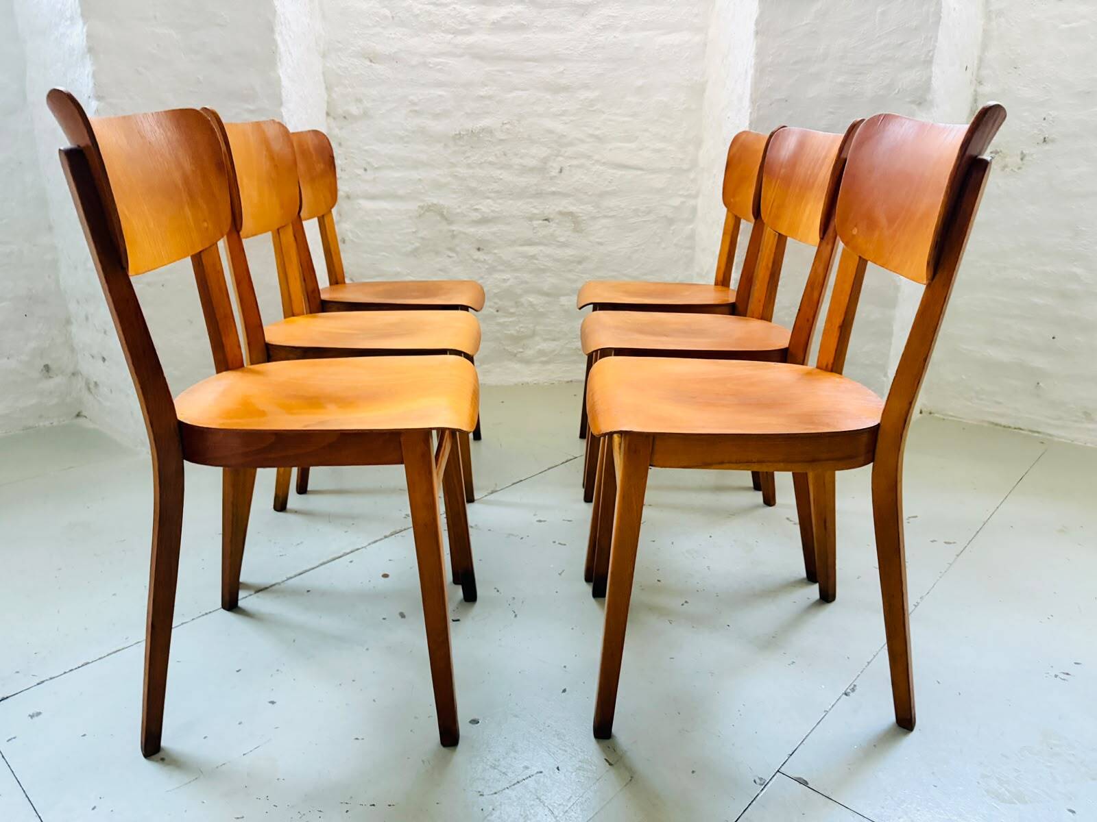 Thonet wooden chairs, 1960s – set of 20