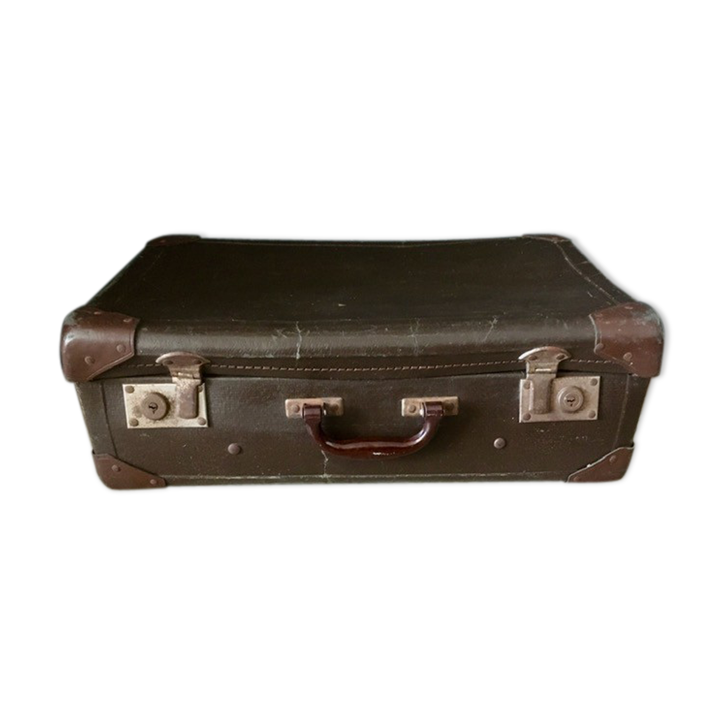 Vintage brown suitcase handle in Bakelite