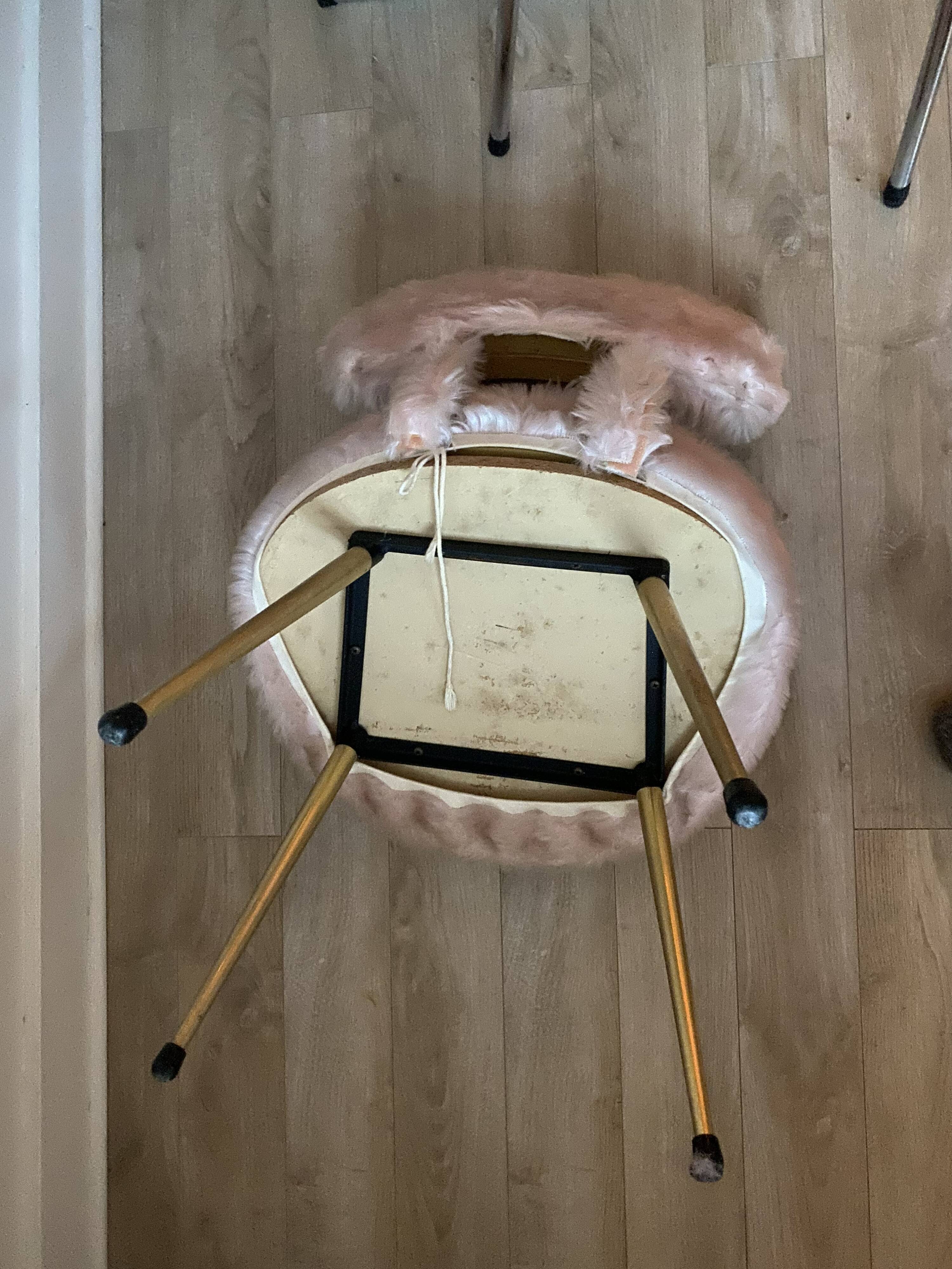 Pink fur armchair from the 60s