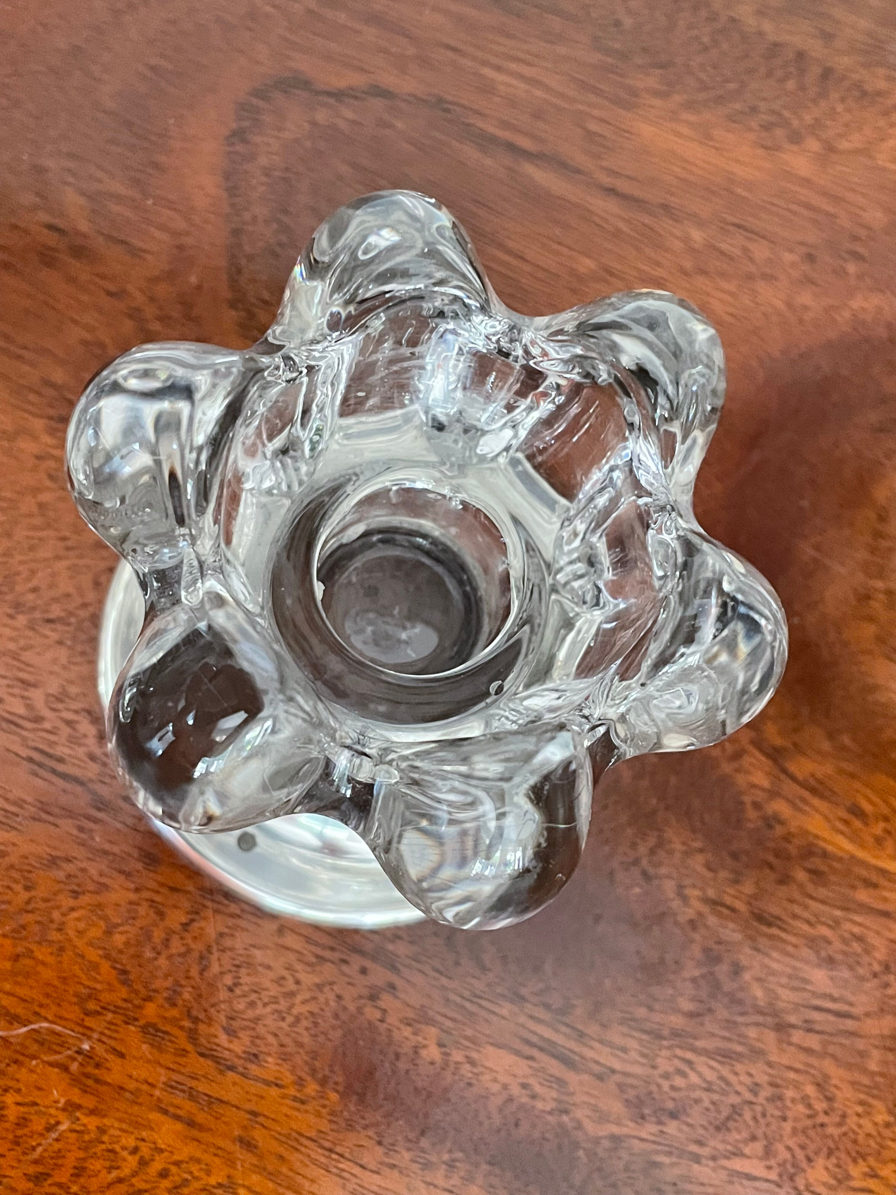 Pair of candle holders in crystal and vintage silver metal