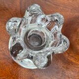 Pair of candle holders in crystal and vintage silver metal