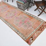 3x10 Orange Brown Handmade Wool Vintage Runner Rug, 103x323Cm SK 18245