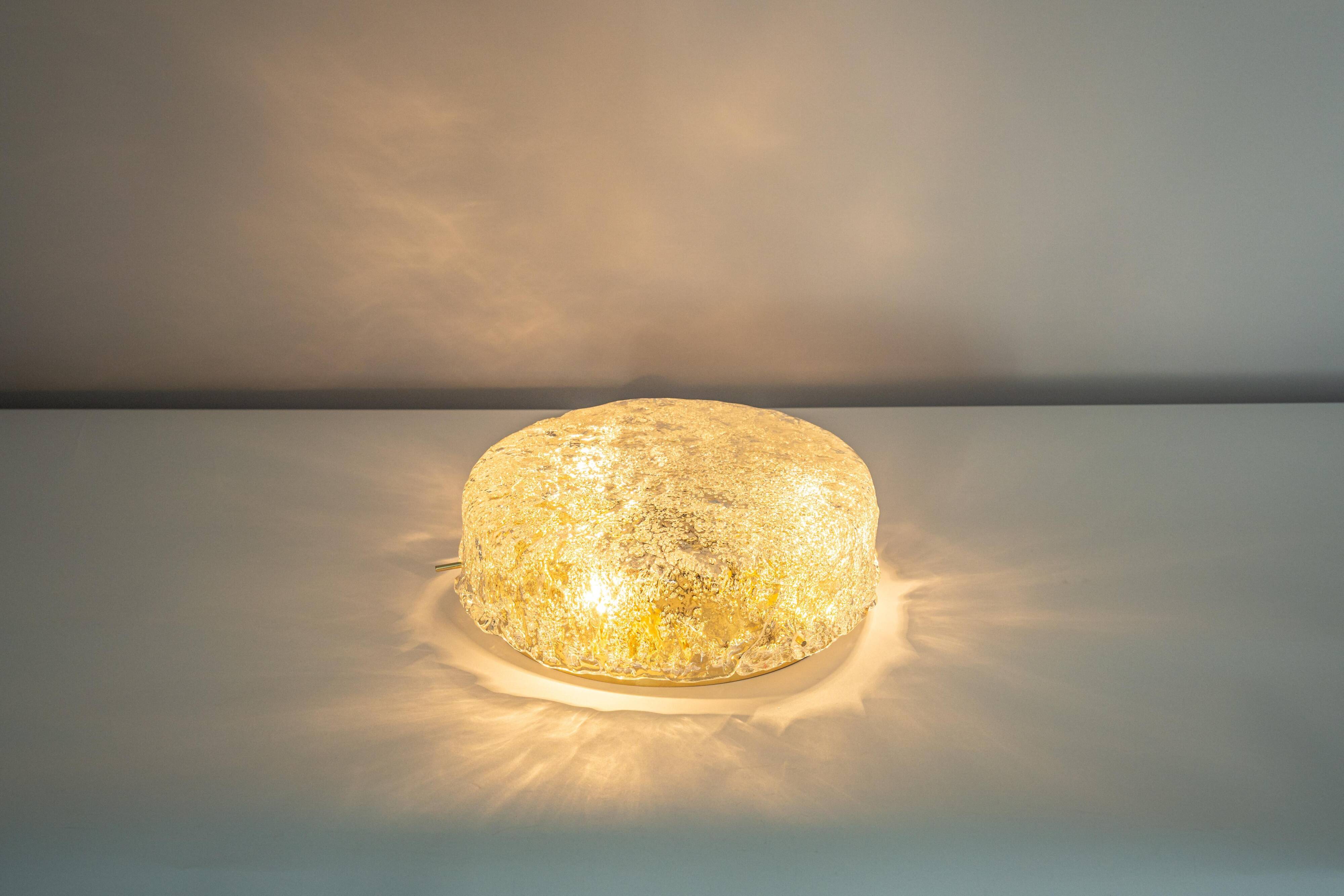 Plafonnier en verre de Murano Hillebrand en laiton, Allemagne, années 1970