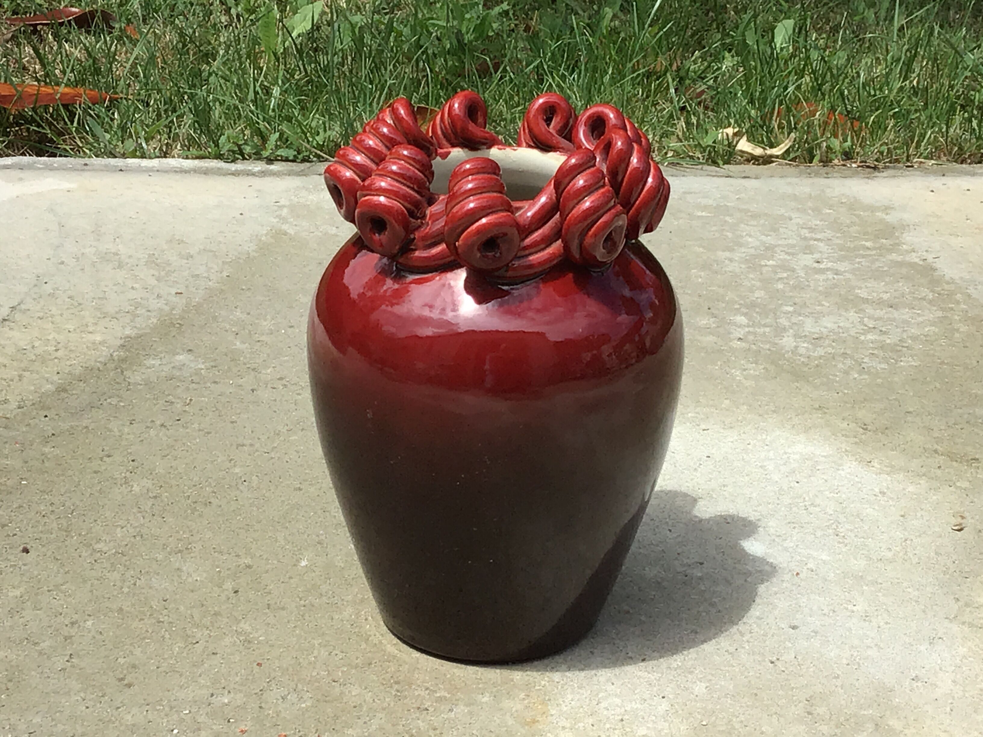 St. Radegonde Gustave Asch Vase, ceramic ox blood