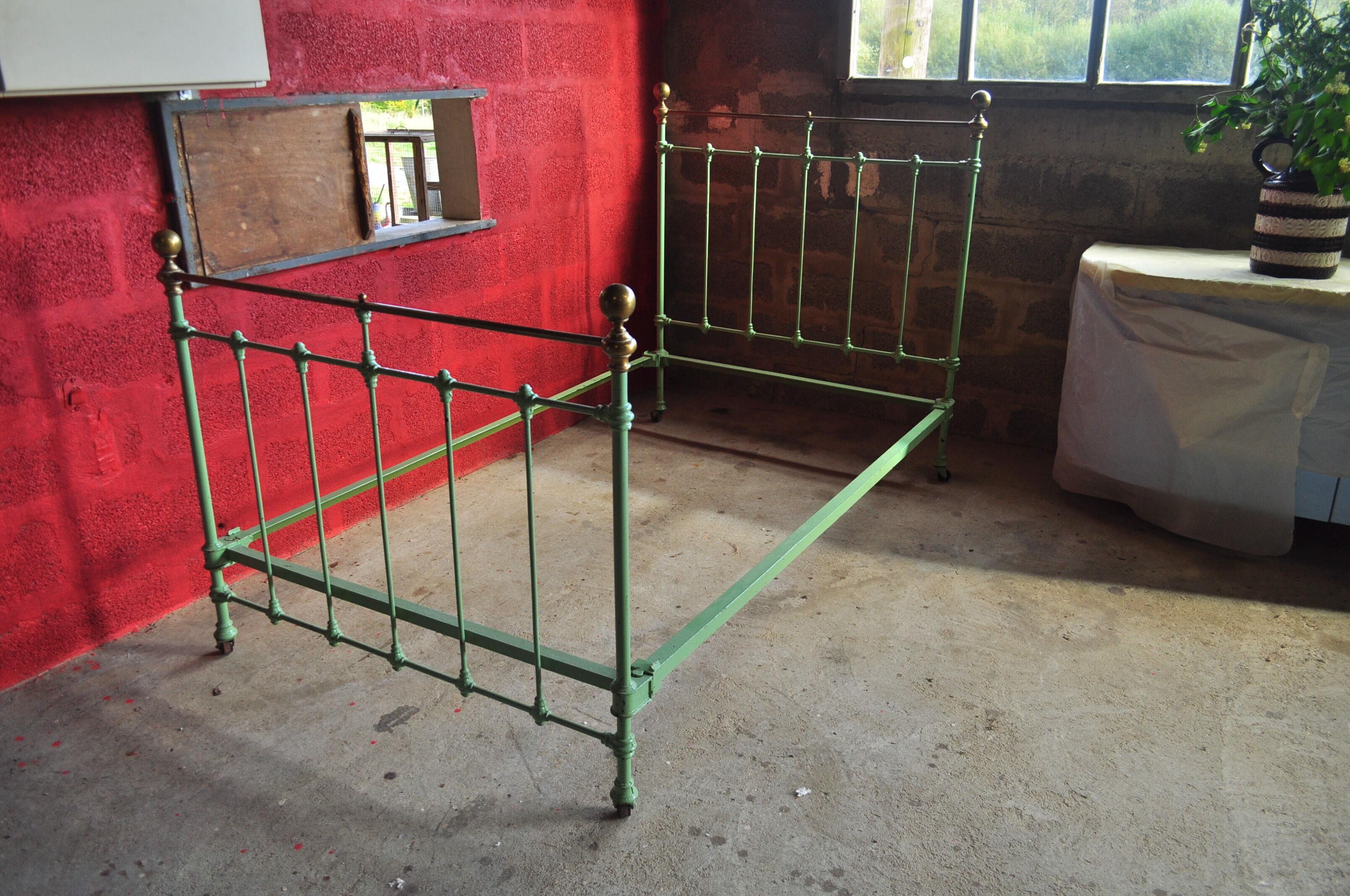 Iron and brass bed