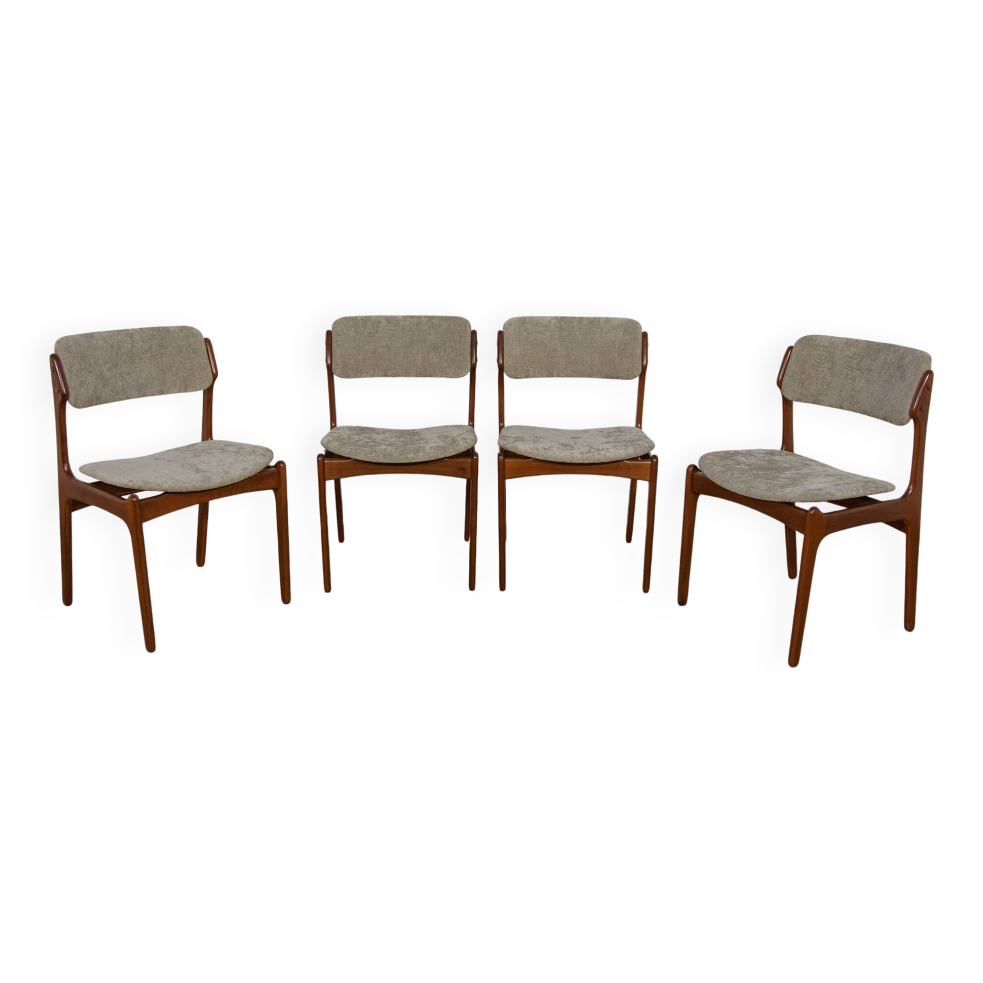 Mid-Century Model 49 Dining Chairs in Teak by Erik Buch for Odense Machine Gunning, 1960s, Set of 4
